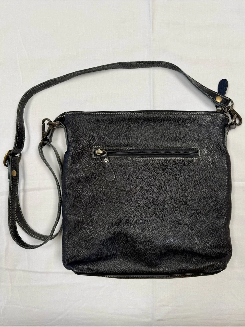 Myna Bag Hair On Hide Leather Crossbody Purse Boho Western Cowhide Black Tan - Picture 3 of 13